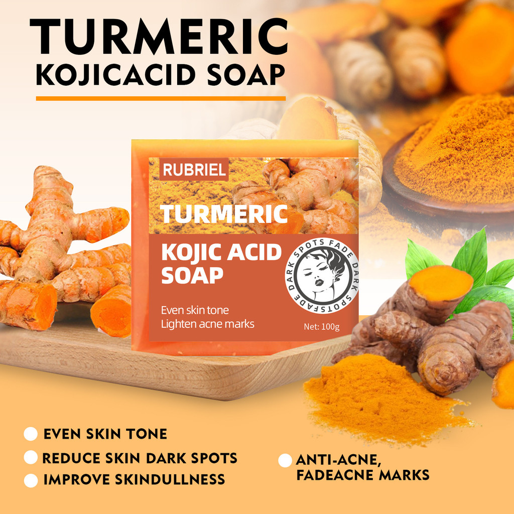 [QIQIAOJI] Beauty Shop สินค้าใหม่ ขมิ้น Kojic ACID SOAP ทําความสะอาดผิวหน้า ปรับสีผิวให้กระจ่างใส สบ