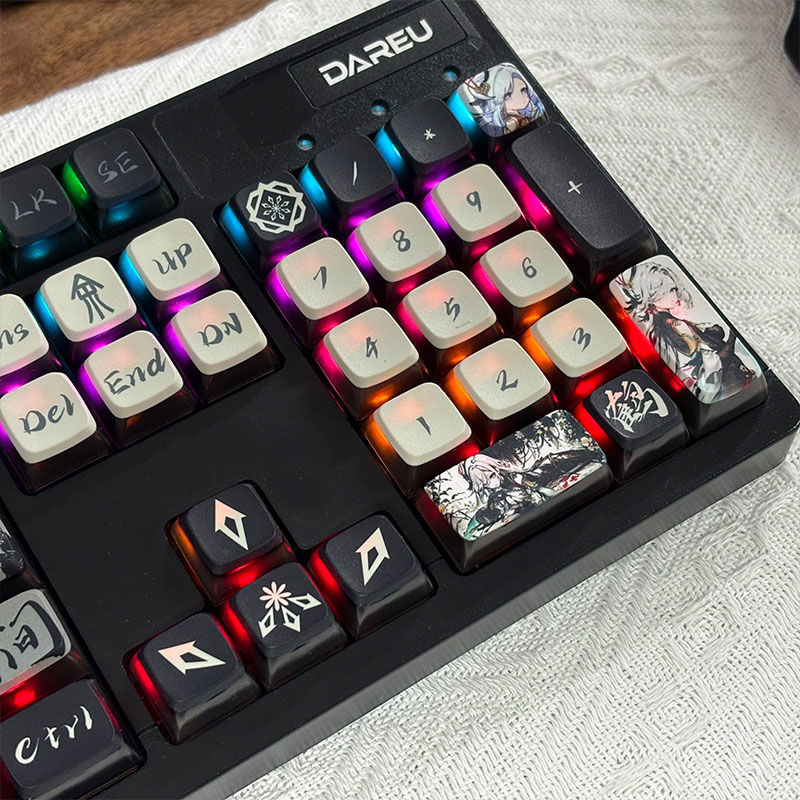 Genshin Impact Shenhe พุดดิ้ง Keycap SAX โปรไฟล์ 125 คีย์ PBT ห้าด้าน Dye Sublimation Raiden Shogun Hutao Mechanical Keycaps ส่วนบุคคล Creative ด้านล่างโปร่งแสง Keycaps