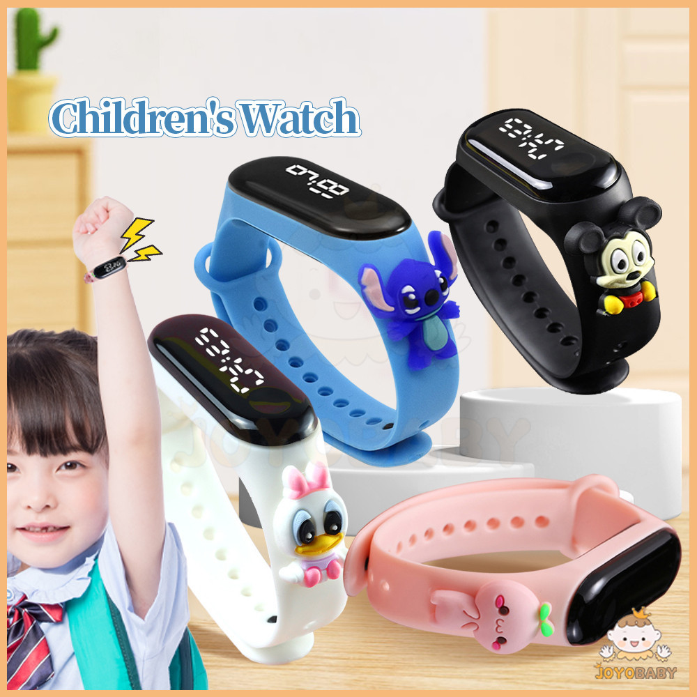 JOYOBABY นาฬิกาเด็ก นาฬิกาข้อมือดิจิทัล LED กันน้ํา ลายการ์ตูนปิกาจู มิกกี้ โดราเอมอน