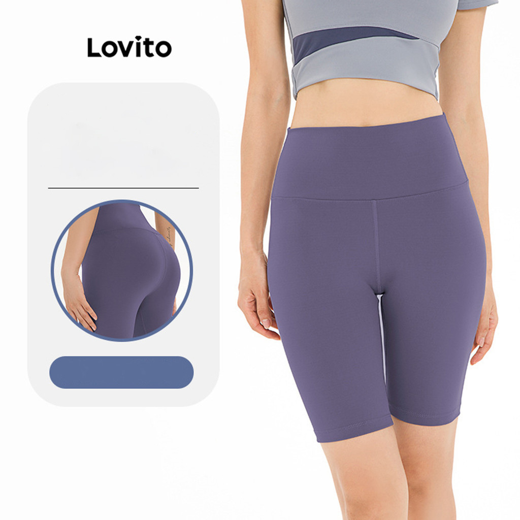 Lovito กีฬาสั้นสำหรับผู้หญิงแบบ สปอร์ต ธรรมดา Traceless One กีฬา สั้น สำหรับผู้หญิง LNL75185