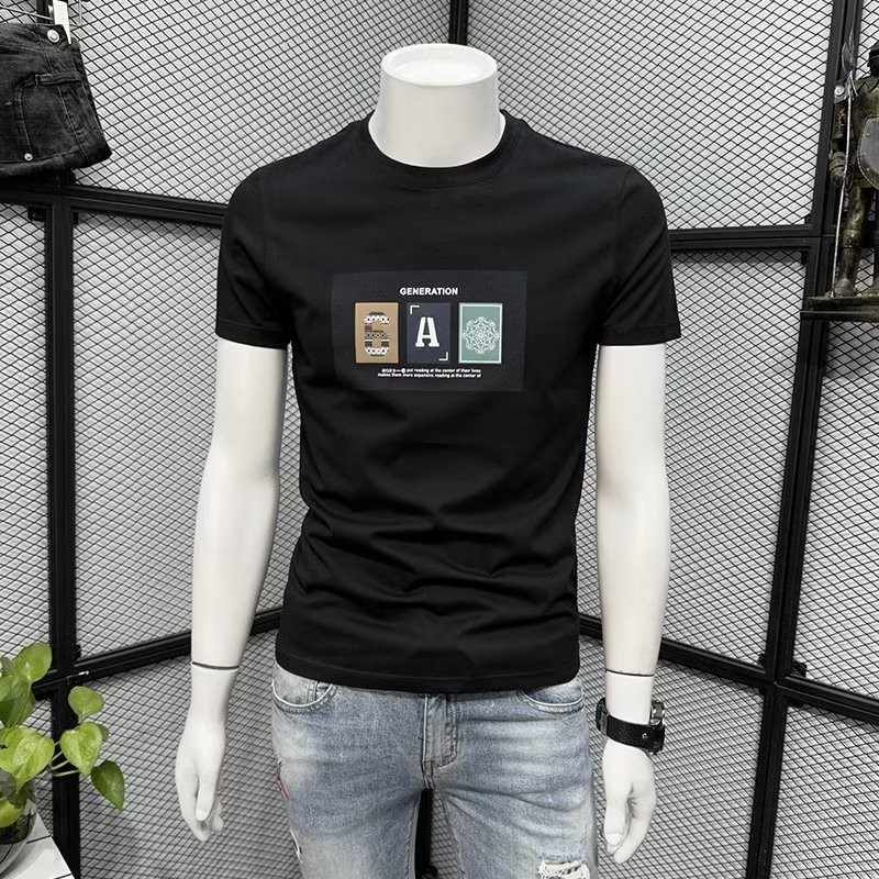 เสื้อยืดแขนสั้นสไตล์ฮ่องกงสำหรับผู้ชายเสื้อคอกลมแมทช์ลุคง่ายสำหรับผู้ชายยี่ห้อ INS แฟชั่นฤดูร้อนเสื้อยืดแขนสั้นระบายอากาศได้ดีเสื้อเข้ารูปสำหรับผู้ชายและผู้หญิง