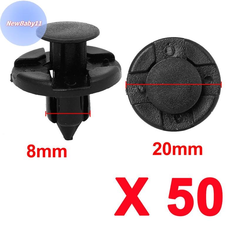 Onebaby 50 ชิ้น/เซ็ต 8 มม.รูพลาสติก Rivets Fastener Push คลิปสีดําสําหรับรถยนต์ Auto Fender TH