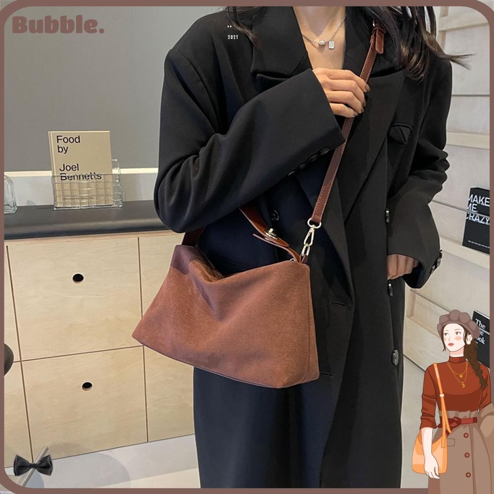 กระเป๋าโท้ต BUBBLE, กระเป๋าใต้วงแขนหนังนิ่มเทียมในฤดูใบไม้ร่วงฤดูหนาวสําหรับผู้หญิง, กระเป๋าถือ Hobo หูหิ้วด้านบนความจุขนาดใหญ่วินเทจ