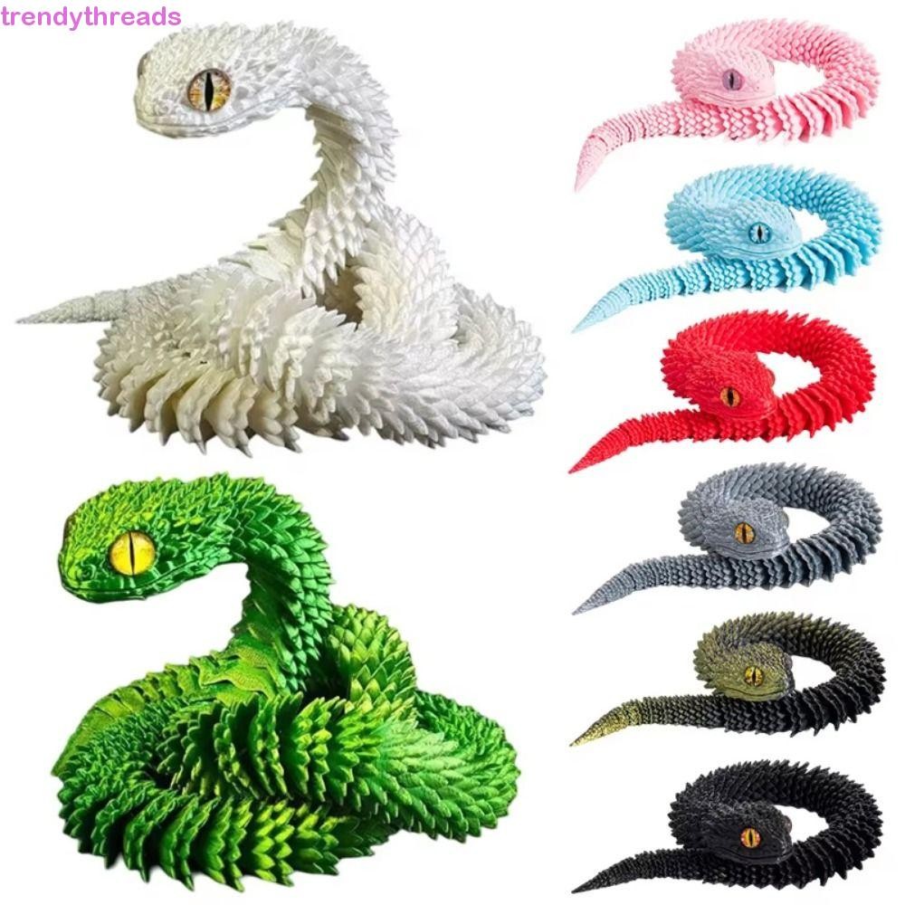 Trendythreads 3D พิมพ์งู, หลากสี 30/45 ซม.เครื่องประดับงู, ของขวัญเด็กสมจริงหมุนได้จําลอง 3D พิมพ์รุ่นเดสก์ท็อปเครื่องประดับ