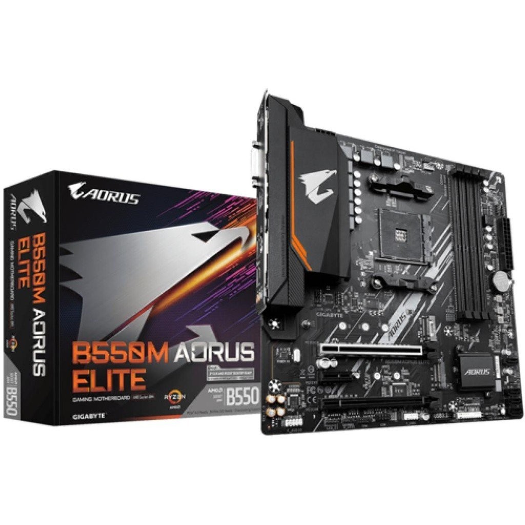 (มือสอง)Placa Mãe Gigabyte B550M AORUS Elite, AMD AM4, mATX, DDR4