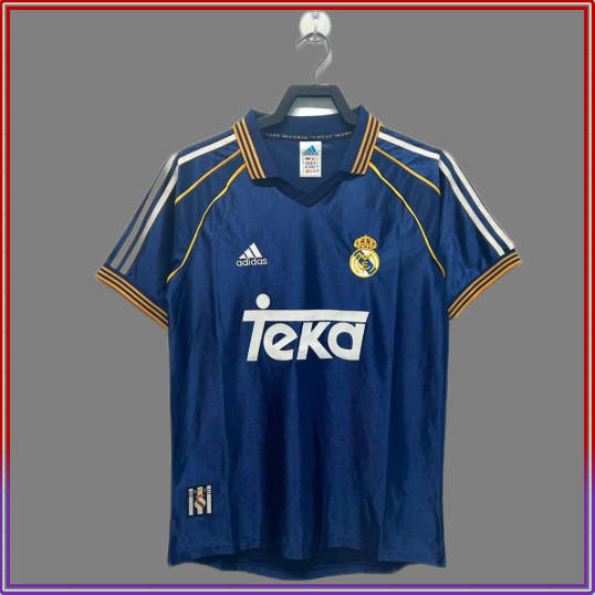 S-xxl 1998-99 Real Madrid Retro Blue Football Jersey เสื้อฟุตบอลคุณภาพสูง