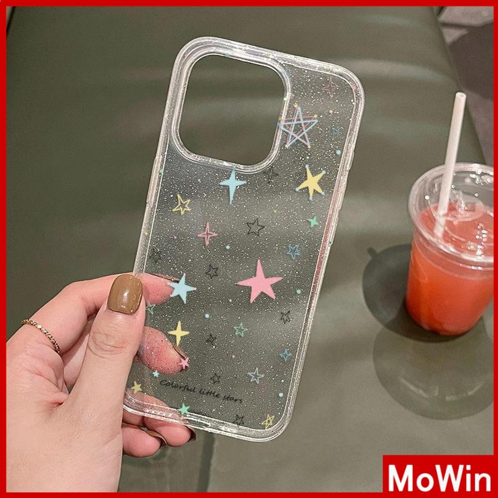 Movin - เคส iPhone 16 Pro Max iPhone 11 เคสใสแบบแวววาว TPU นุ่มสีสันสดใส ดวงดาวหลากสีสันสวยงาม Compatible iPhone15 Pro max 14 13 12 Pro max XS XR 7 Plus 8 Plus