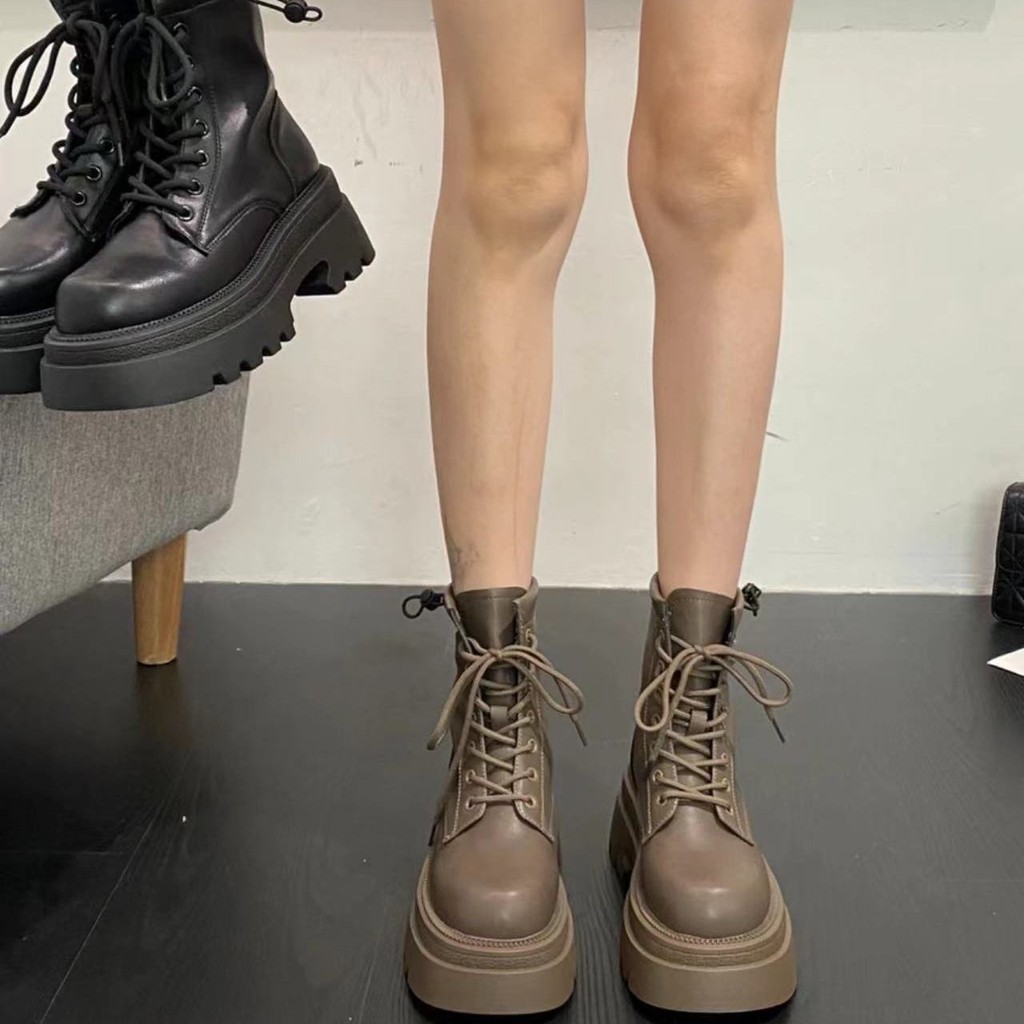 Martin Boots Mid-Tube Boots แฟชั่นหญิง Retro High-
