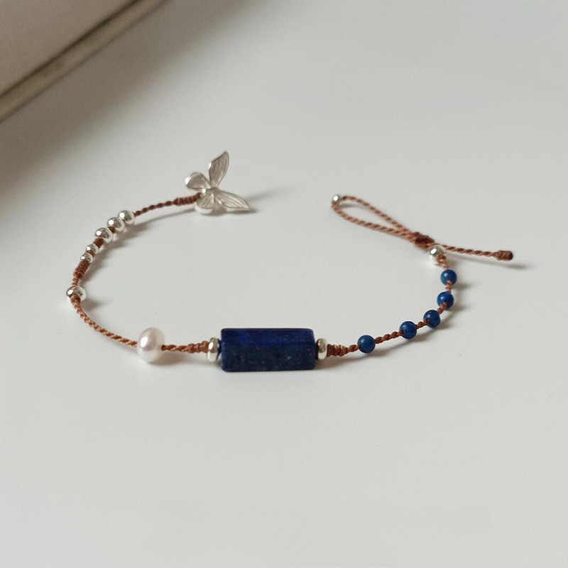 Yx Faux Lapis Lazuli สร้อยข้อมือทอมือสี่เหลี่ยมเล็ก Simple Delicate แฟชั่นของขวัญอุปกรณ์เสริม