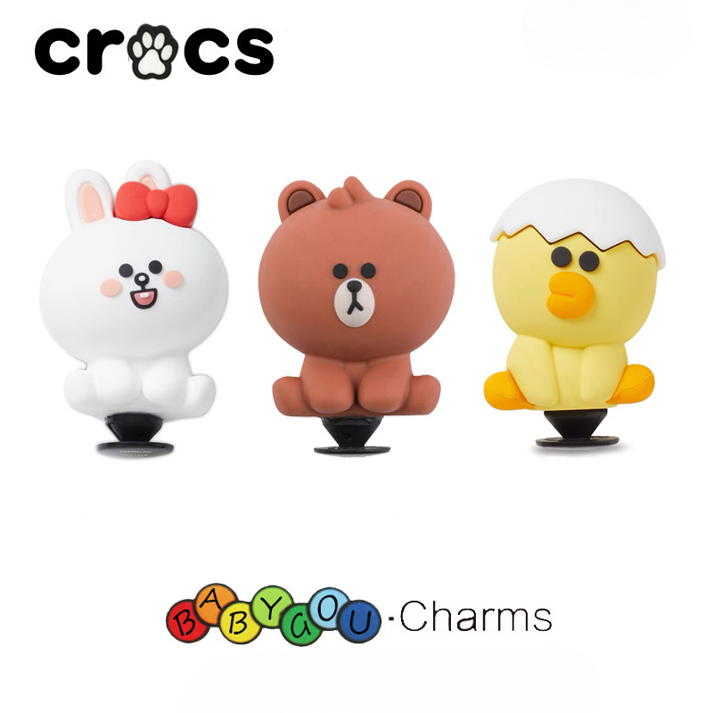 Jibbitz รองเท้าหลุมดอกไม้ crocs charms หัวเข็มขัดรองเท้าการ์ตูนเกาหลี DIY ตกแต่งหัวเข็มขัดการ์ตูน 3D kenny กระต่ายหมีสีน้ําตาล