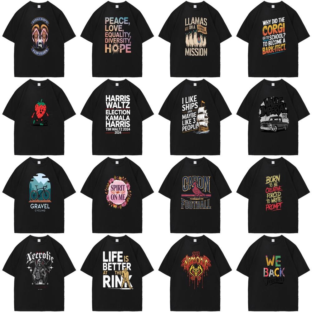 เสื้อยืดลายกราฟิกสำหรับผู้หญิง เน็คไท - ข้อความ MALA HARRIS โดดเด่น - สไตล์ลำลองทันสมัย ​​-