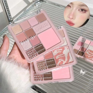 อายแชโดว์พาเลท 12 สีสีชมพูติดทนนาน Glitter Matte Eyeshadow Palette Shimmer Makeup