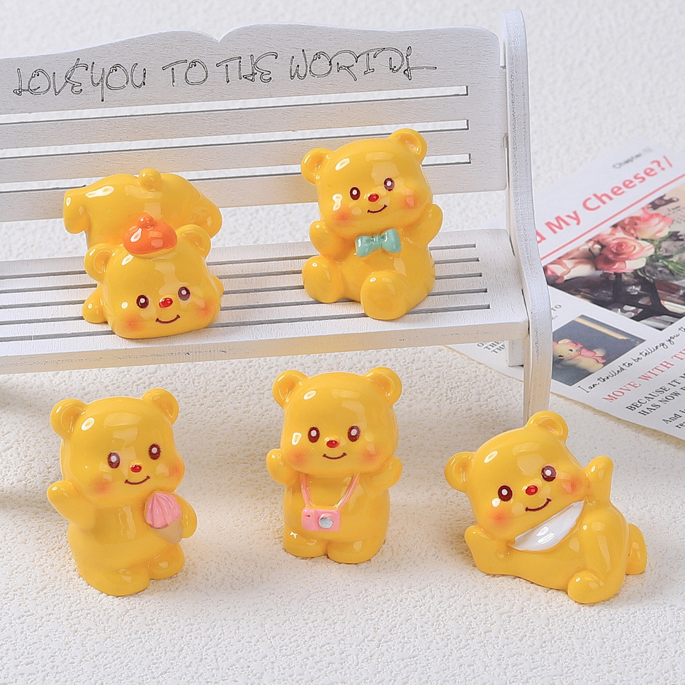 5 ชิ้นน่ารักเนยหมี 3D เรซิ่น Charms สําหรับ DIY (4-344