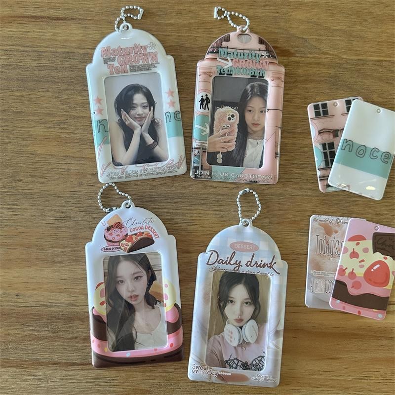 Ins Original Cappuccino 10 ซม.Star Chasing Photocard Card Holder จี้ Campus Card Bus Meal Card Storage Case เคสป้องกัน