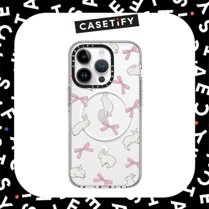 เคสอะคริลิคCASETiFY กระต่ายริบบิ้น Impact รูปแบบกันกระแทกสําหรับ iPhone 16ProMax 16Pro 16 14 13 12 15 Pro Max เคสโทรศัพท์