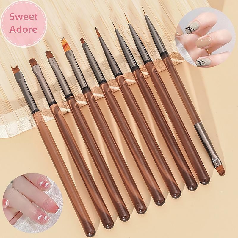Sweetadore Nail Art Liner แปรงลาย Paing แปรงอะคริลิค UV Gel Extension วาดปากกาแกะสลัก DIY เครื่องมือทําเล็บเล็บแปรง TH