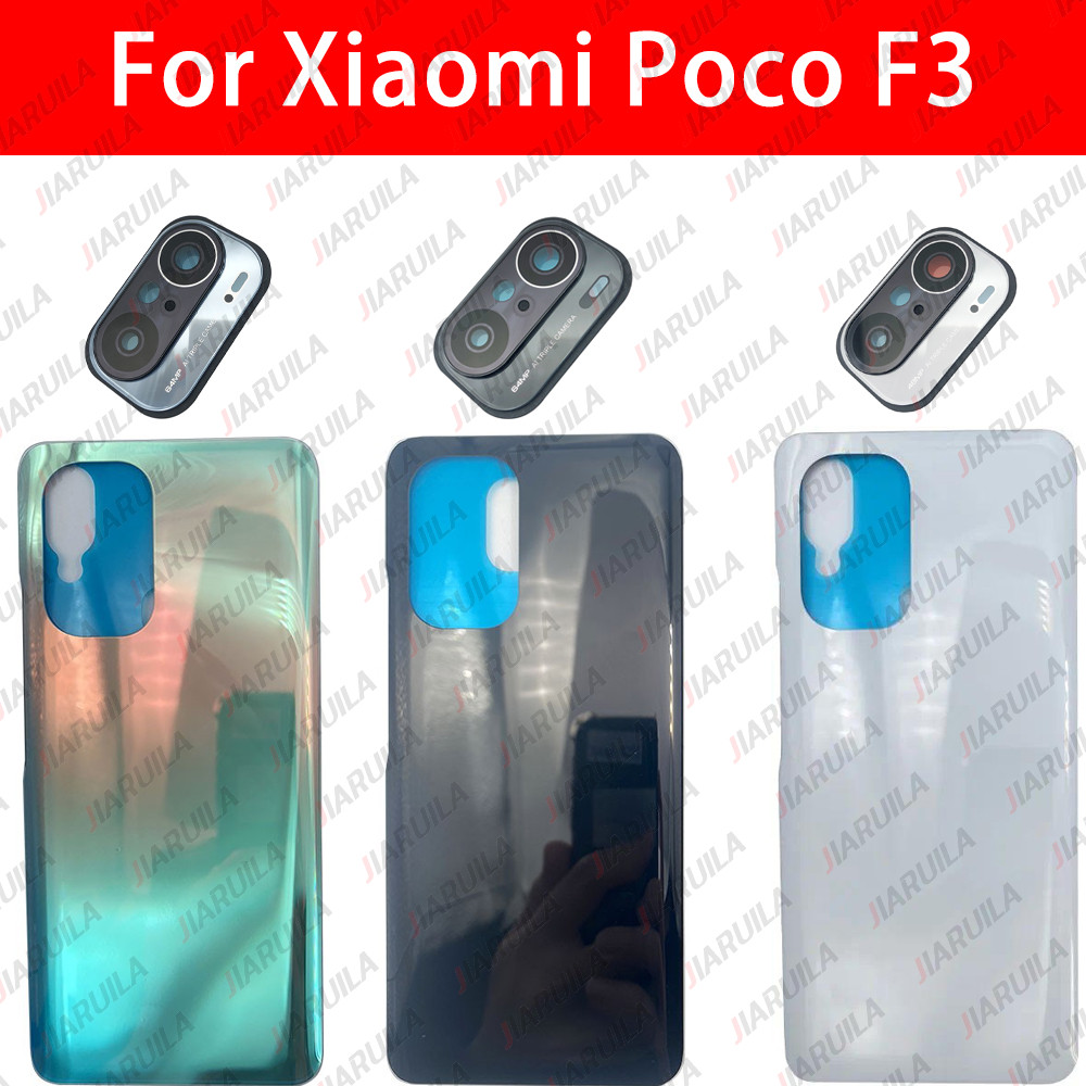 ฝาหลังสําหรับ Xiaomi Poco F3 ฝาหลังแบตเตอรี่ด้านหลังพร้อมเลนส์กล้อง