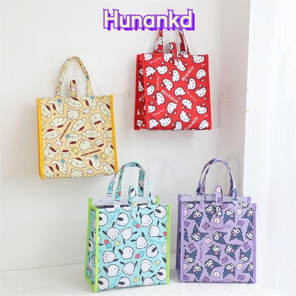 SANRIO กระเป๋าใส่ข้าวกลางวัน หู, กระเป๋าเก็บความร้อนความจุขนาดใหญ่ลายการ์ตูน, กระเป๋าใส่อาหารน่ารัก ซานริโอ