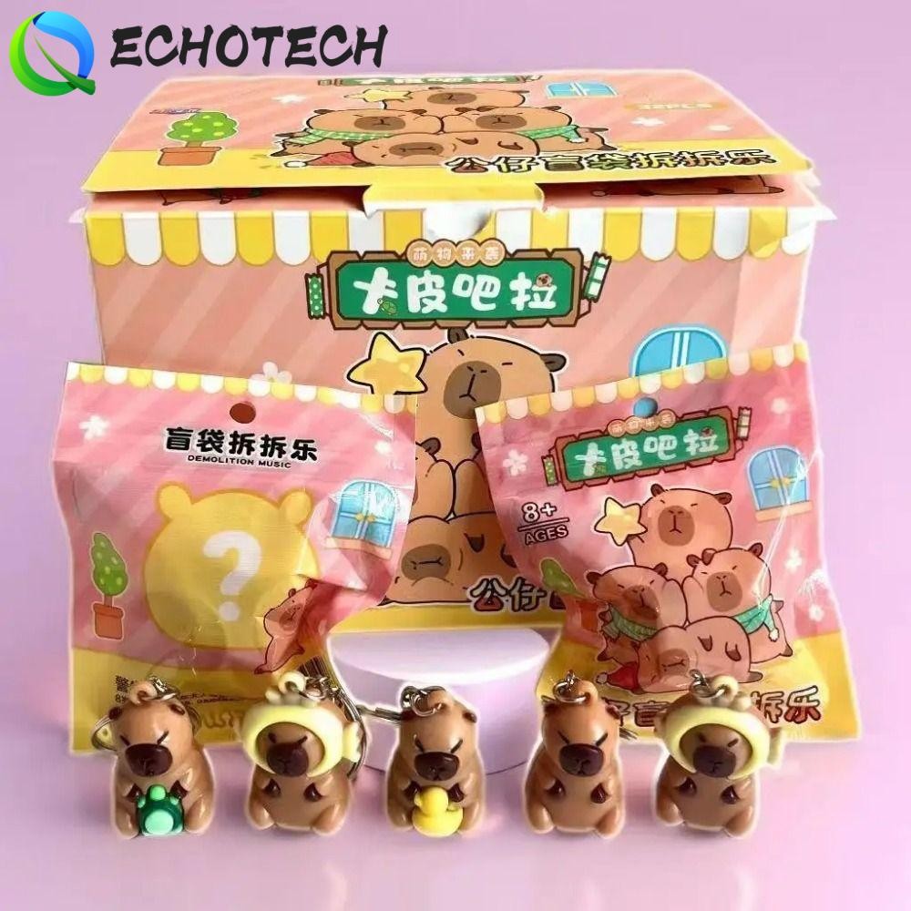 Echotech 32 ชิ้น Kuromi Night Light พวงกุญแจ, Labubu ผลไม้น้องสาว Capybara การ์ตูนจี้,คอลเลกชัน PVC น่ารักน่ารักการ์ตูน Mini รุ่นพวงกุญแจของขวัญเล็กๆ