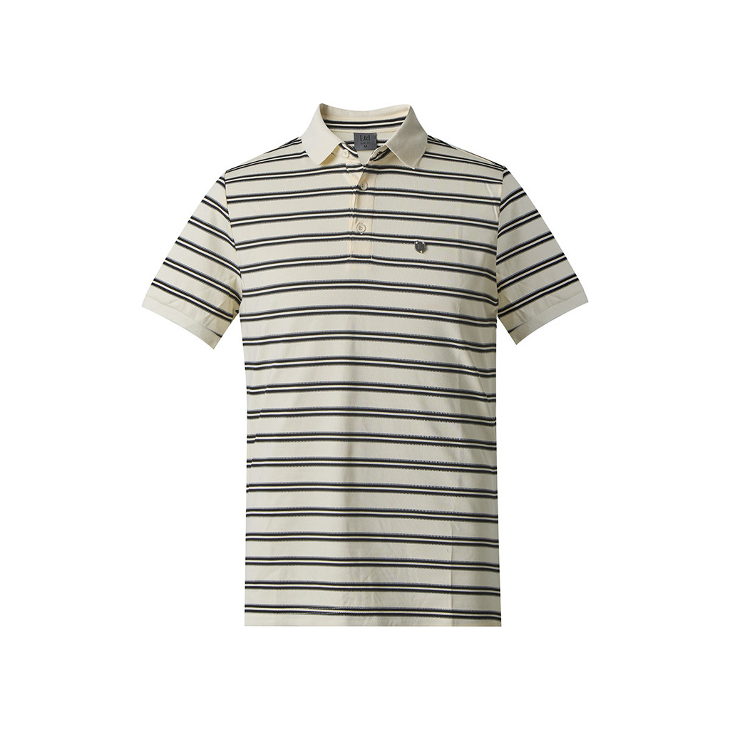 LTD เสื้อโปโลแขนสั้นทรงสลิม ลายทาง ผู้ชาย สีขาว | New Gen Polo Shirt | 00944