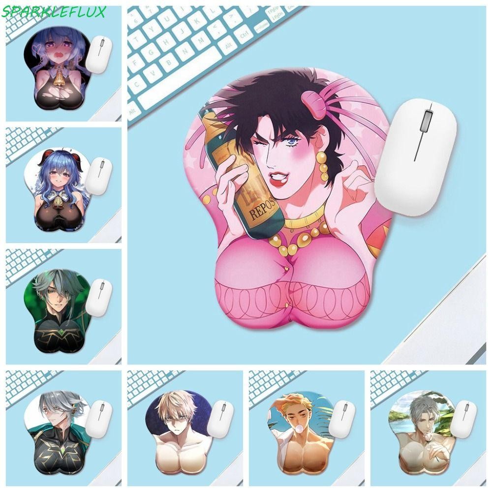 Sparklefx Anime 3D Mouse Pad, 3D Stereo Bobo Series 3D Breast Mousepad,สาวแผ่นรองเมาส์สบายความงามหน้าอกอะนิเมะสายรัดข้อมือคอมพิวเตอร์