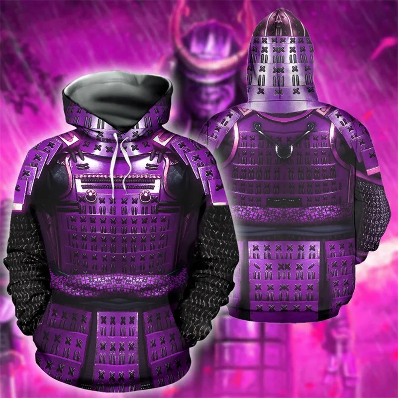 3d Samurai พิมพ์ Hoodies สําหรับชายเกราะอัศวินกราฟิก Hooded Hoody เด็กแฟชั่น Cool เสื้อฤดูหนาว Harajuku Top Pullover