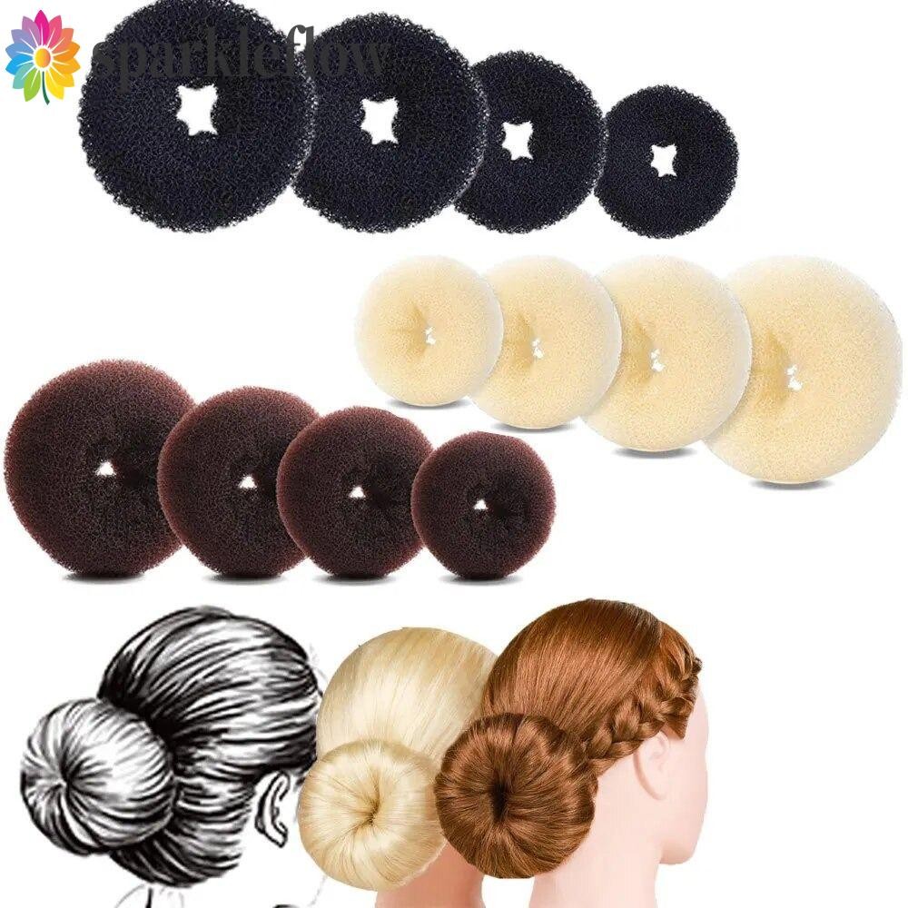 ประกายไฟ ผมบุญโดนัท,ฟองน้ําโฟม3สีเครื่องทํามวยผม,อุปกรณ์ผมกิ๊บทําเองแฟชั่นง่ายใหญ่แหวนสาวผู้หญิง
