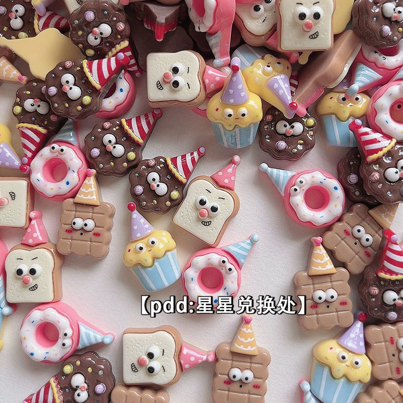 [100ในสต็อก] โจ๊กเกอร์บิสกิตนิยมเล่นเรซิ่นอุปกรณ์เสริม DIY เคสโทรศัพท์สามมิติกิ๊บติดผมเครื่องประดับผมทำด้วยมือวัสดุ DIY