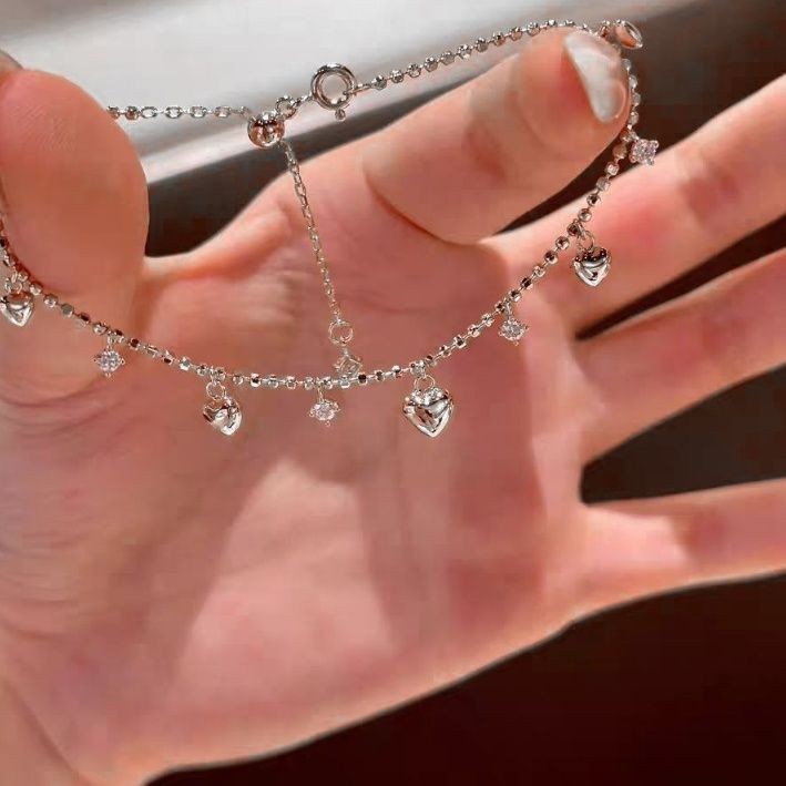 สีทึบซูเปอร์แฟลชรักเพทายสร้อยข้อมือเหล็กไทเทเนียมหญิงสดวรรณกรรมโรแมนติกเครื่องประดับมือ