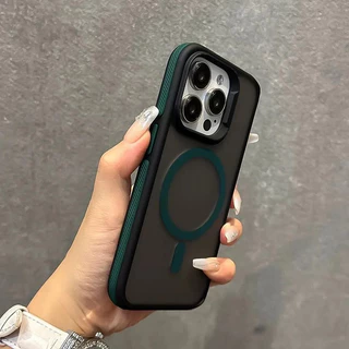 หรูหรา Matte เคสโทรศัพท์สําหรับ iPhone 11 12 13 14 15 16 Pro Max Plus กันชนแม่เหล็กกลับกรณีฝาครอบ