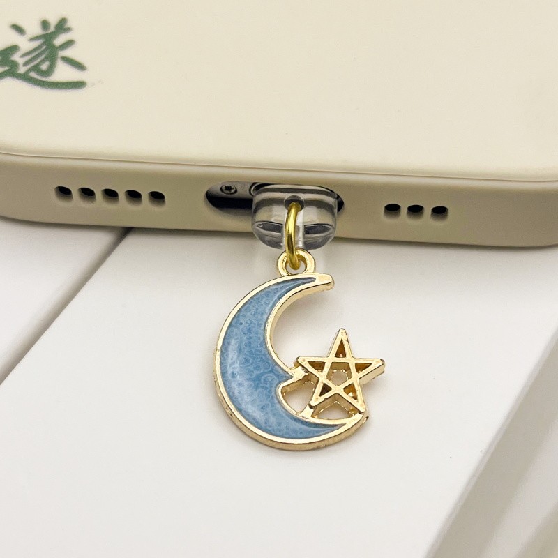 [แสดงความโชคดีของแท้] Sun Moon Starlight โทรศัพท์มือถือปลั๊กป้องกันฝุ่น Charm ขนาดเล็กประณีต