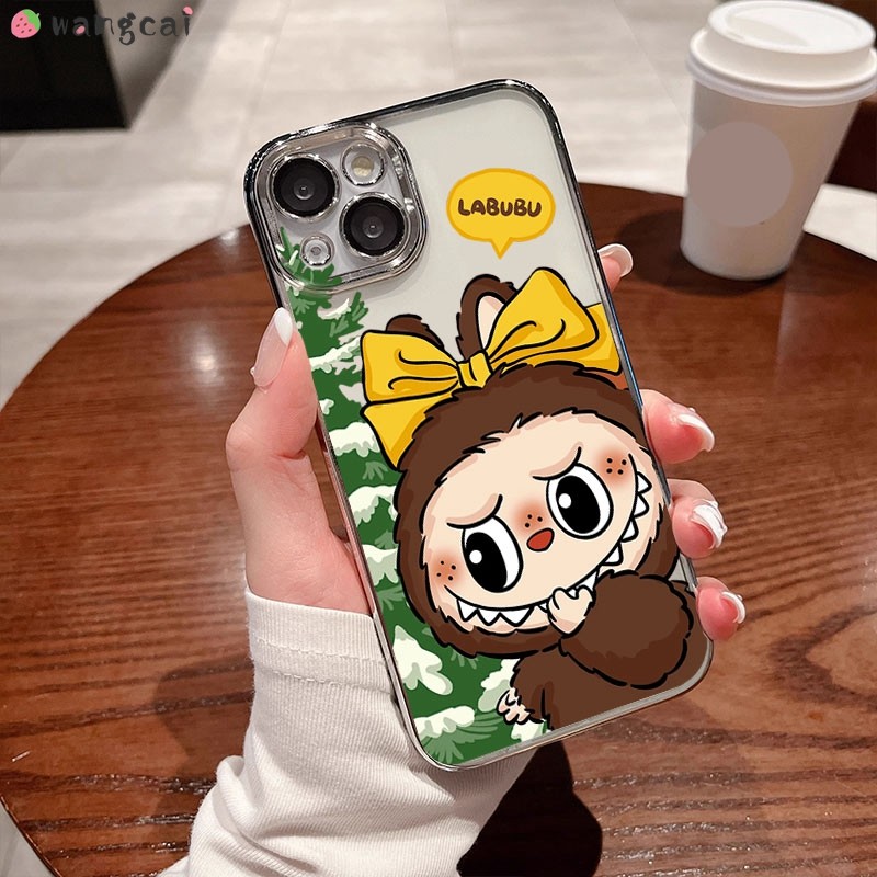 สําหรับ Vivo Y19 Y19s Y18 Y18e Y17 Y17s Y16 Y15 Y15s Y15a Y12 Y12s Y12a เคสโทรศัพท์ Labubu Merry Christmas Tree Bowknot น่ารักการ์ตูนชุบเงา Shining Soft ปลอกปกหลังกรณี