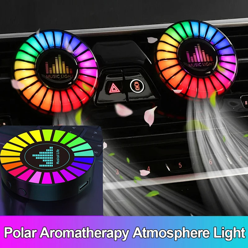 (หุ้นไทย) ไฟ RGB ทรงกลม ไฟปิ๊กอัพบรรยากาศ LED 3D Ambient โคมไฟควบคุมเสียงเพลง Rhythm ไฟ Air Freshener สําหรับรถยนต์ Gaming TV