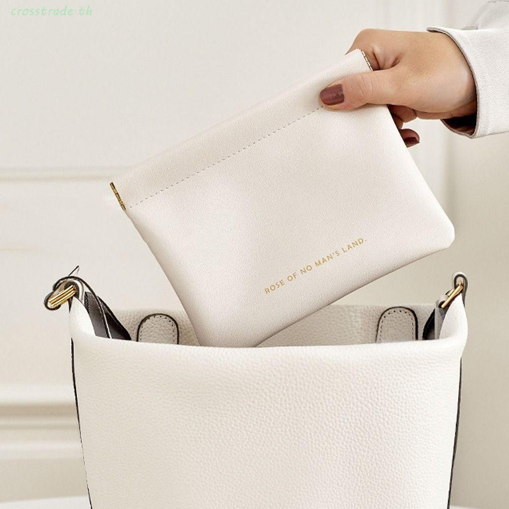 Crosstrade กระเป๋าฤดูใบไม้ผลิขนาดเล็กกระเป๋าสตางค์ขนาดเล็กแบบพกพา PU หนัง Self-closing กันน้ําพีชเงินกระเป๋า Key Case กระเป๋าข้อมูล Line Storage กระเป๋าผู้หญิงเปลี่ยน