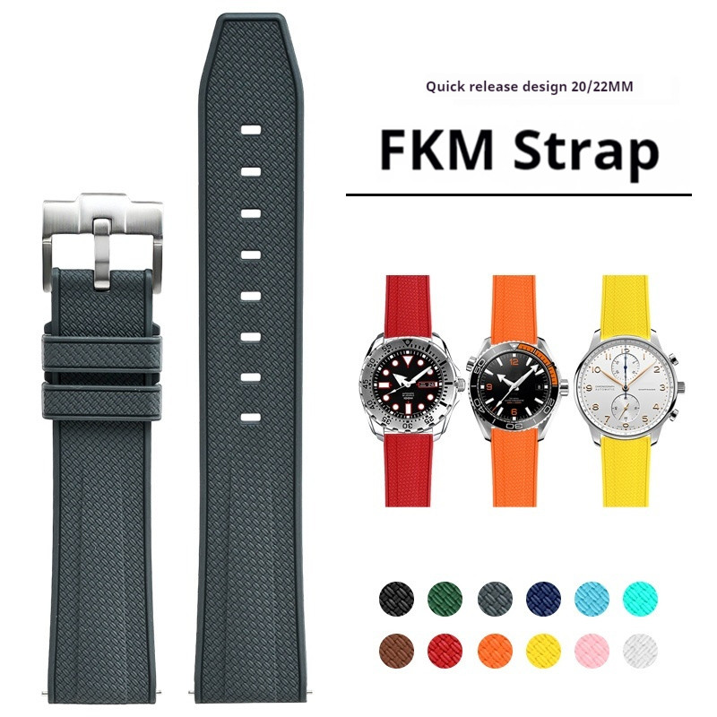Fkm Fluoro สายยางสําหรับ Swatch MoonSwatch 20 มม.22 มม. Quick Release หัวเข็มขัดสแตนเลสนาฬิกาอุปกรณ์เสริมสําหรับ Blancpain สําหรับ Omega