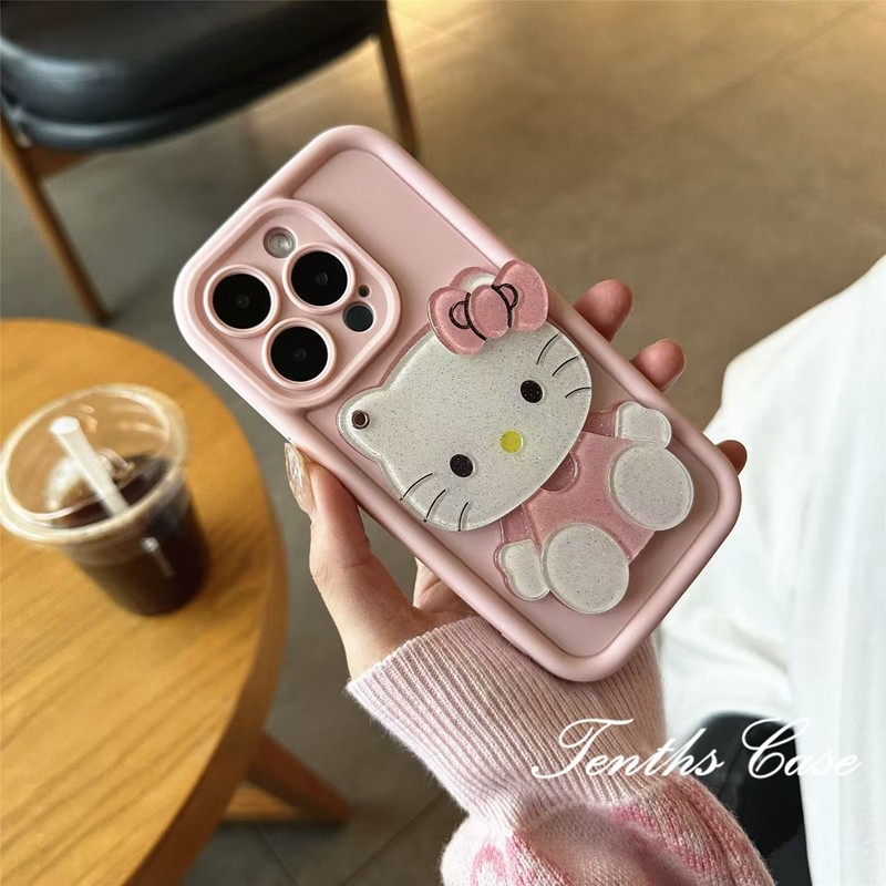 ใช้งานร่วมกับสําหรับiphone 16 11 15 14 13 12 Pro Max X XR Xs Max 8 7 6s Plus SE 2020 3D Kitty Mirroเคสโทรศัพท์นุ่ม