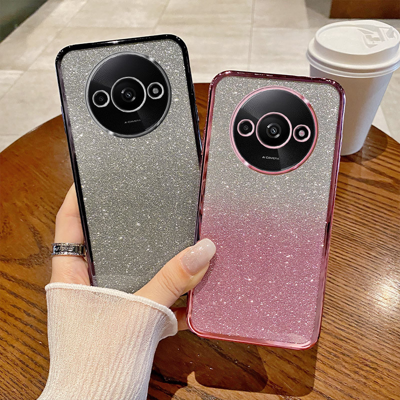 สําหรับredmi A3 กรณีRedmi A3Xเคสโทรศัพท์เงาGlitterชุบซิลิโคนกล้องเลนส์นุ่มปกหลัง
