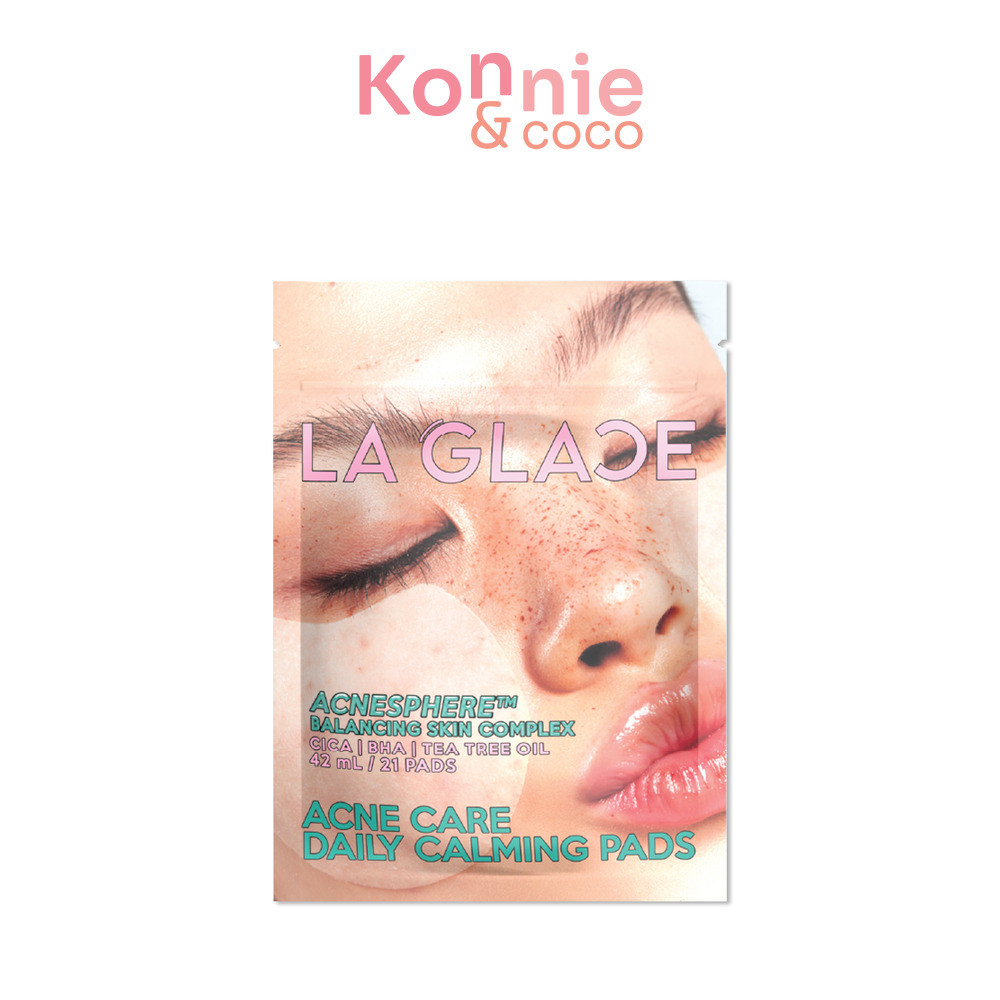 LA GLACE Acne Care Daily Calming Pads Travel Size 21 Pads ลากลาส โทนเนอร์แพดแบบพกพา สูตรสำหรับผิวเป็นสิว.