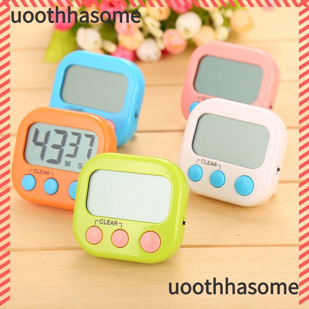 Uothhasome ตัวจับเวลาในครัว, พลาสติกจอแสดงผลหน้าจอ LCD Digital Visual Timer, Loud Alarm Big Digits นาฬิกาจับเวลานับถอยหลังทําอาหาร