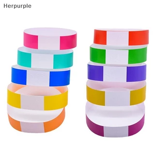 Herpurple 100pcs Party กระดาษสร้อยกระดาษสังเคราะห์สายรัดข้อมือพลาสติกสายรัดข้อมือรูปแบบกระดาษการ์ดสายรัดข้อมือ TH