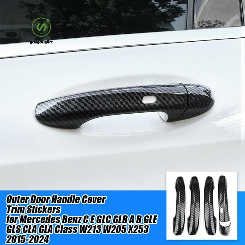 [gangong1kr]4 ชิ้นฝาครอบมือจับประตูด้านนอกสติกเกอร์ Trim สําหรับ CE GLC GLS CLA GLA W213 W205 X253 2015-2024