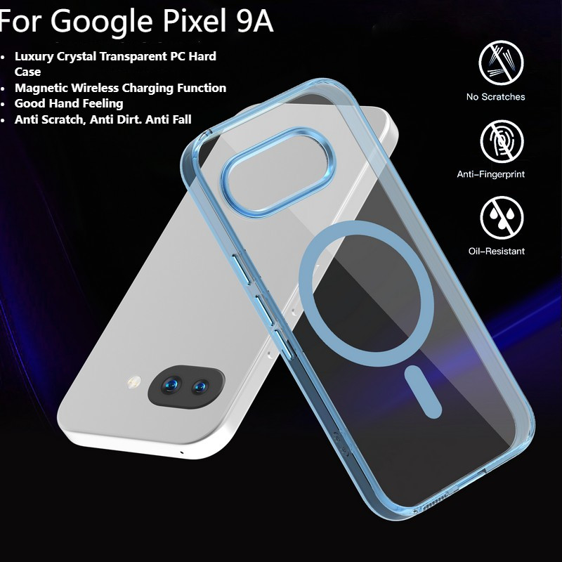 สําหรับ Google Pixel 9a 9a Pixel 9 A กรณีหรูหราแม่เหล็กไร้สาย Charing คริสตัลโปร่งใส PC Hard โทรศัพท