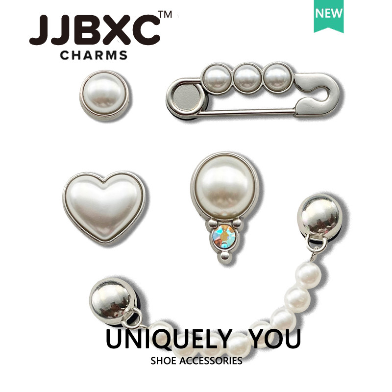 JJBXC cross จิบบิท โลหะ Pearl Pin หัวเข็มขัดแฟชั่น จิ๊บบิท ตัวติดรองเท้า cross
