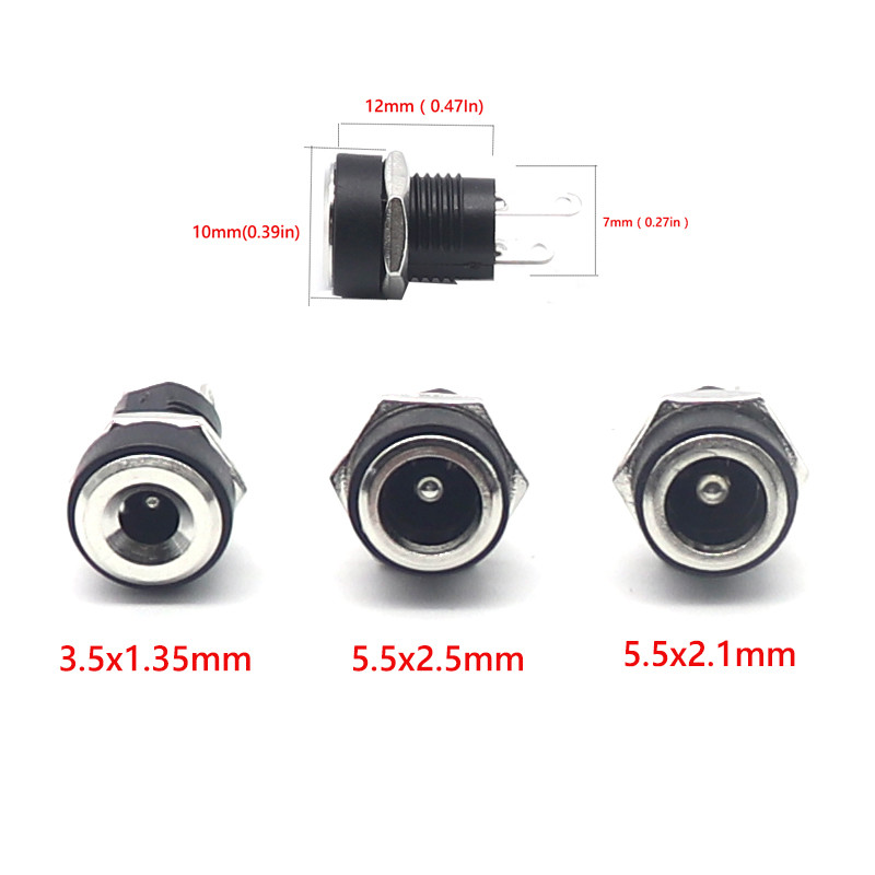 5pcs 5.5 x 2.1/2.5 มม.DC-022B DC แจ็คอะแดปเตอร์ 3A 12V 3.5x1.3 DC022B DC แหล่งจ่ายไฟชาร์จซ็อกเก็ตหญิงแผง Mount