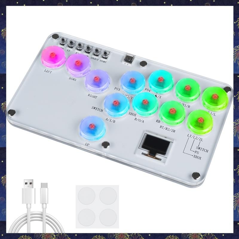 (PWXS) Fighting Stick Controller สีสัน RGB Light เกมต่อสู้อาร์เคดคีย์บอร์ดเกมสําหรับสวิตช์พีซี