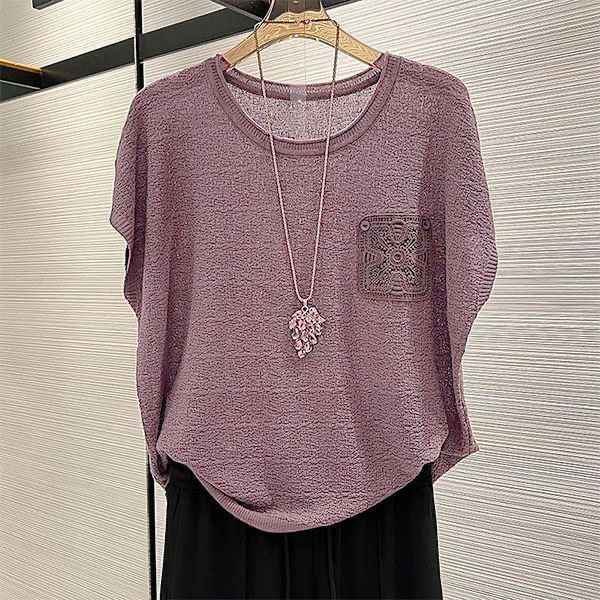 ใหม่มาถึง [ขายร้อนในร้าน] เสื้อสเวตเตอร์ถักสำหรับผู้หญิง แขนสั้น บาง ขนาดใหญ่ คอวี เสื้อเบลาส์แฟชั่นฤดูร้อนใหม่ เสื้อยืดแขนค้างคาว