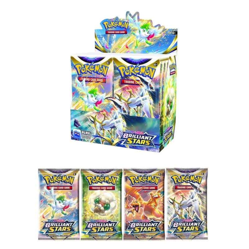 4 แพ็ค 36 ชิ้นเวอร์ชันภาษาอังกฤษ Brilliant Stars of Pokémon GX EX TAG Trading การ์ดเกมสําหรับของเล่นเด็กงานอดิเรกคอลเลกชัน