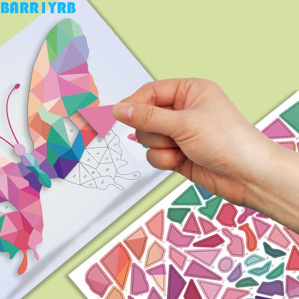 Barr1yrb 3D สติกเกอร์เรขาคณิตหนังสือ,กระดาษของเล่นเพื่อการศึกษา DIY วางวัสดุชุด, Kawaii Handmade การ์ตูน Montessori สัตว์สติกเกอร์หนังสือของขวัญวันเกิด