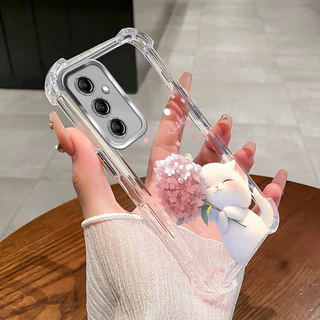 SAMSUNG สําหรับSamsung A15 A16 A26 A25 A35 A55 4G 5Gเคสโทรศัพท์Lucky Catสี่มุมซิลิโคนTPUโปร่งใสSoft Shell XYM