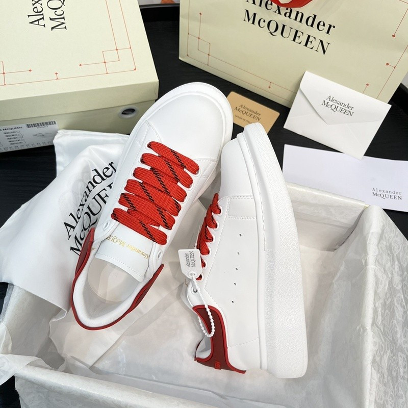 Alexander McQueen ใหม่ McQueen McQueen รองเท้ากีฬารองเท้าผู้หญิงของแท้สีขาว G5 LC Quad รองเท้า MUAJ